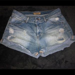 Mid rise denim shorts